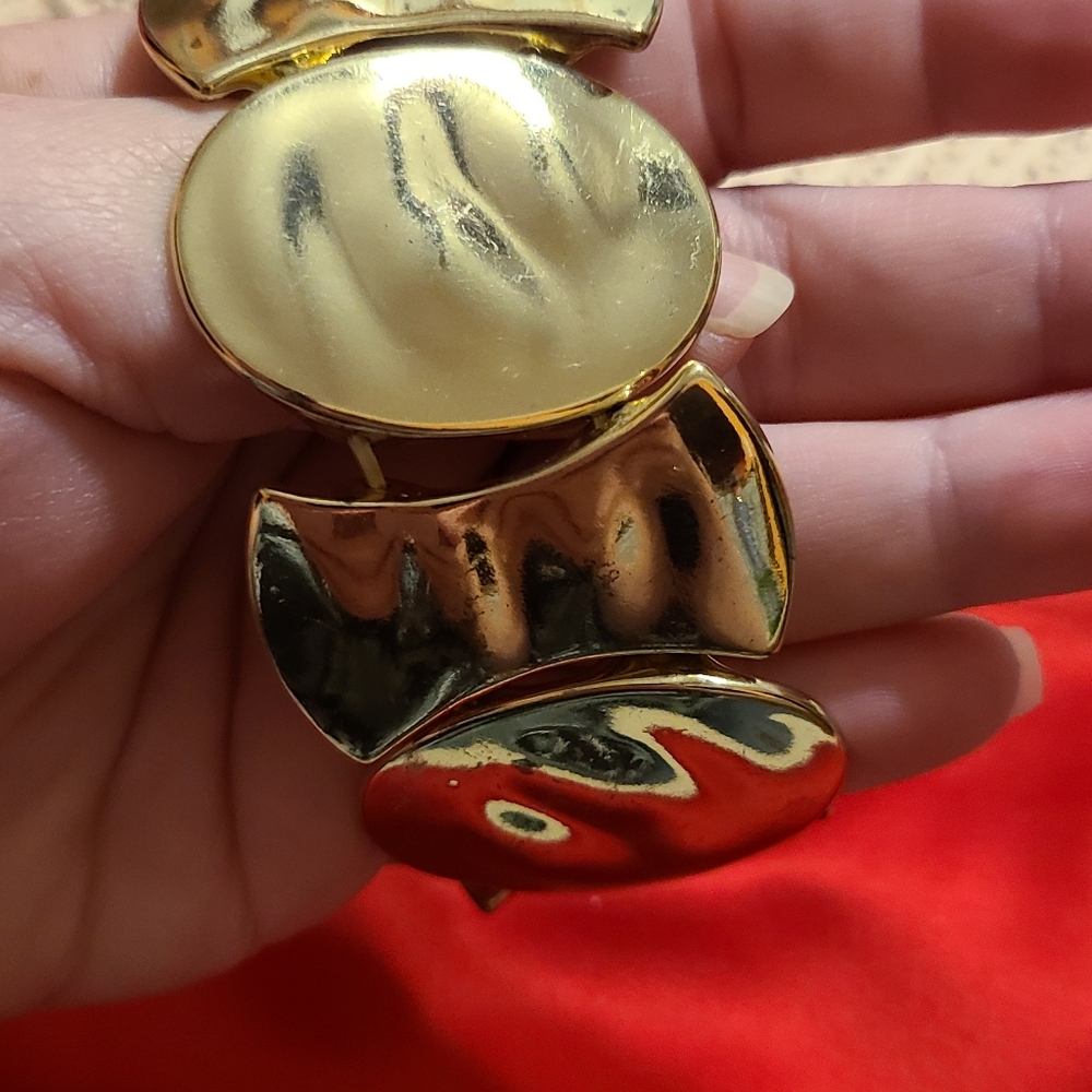 Gold Tone Statement Stretchy Bracelet - Picture 4 of 7